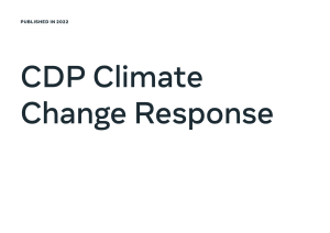 cover of report PDF displaying title "CDP Climate Change Response"